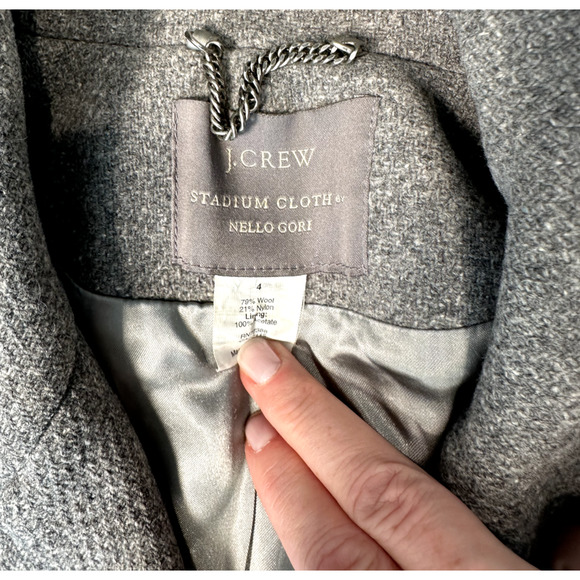 J.Crew Gray Wool Stadium Cloth Nello Gori Double Breasted Coat Womens Size 4 - Picture 3 of 8